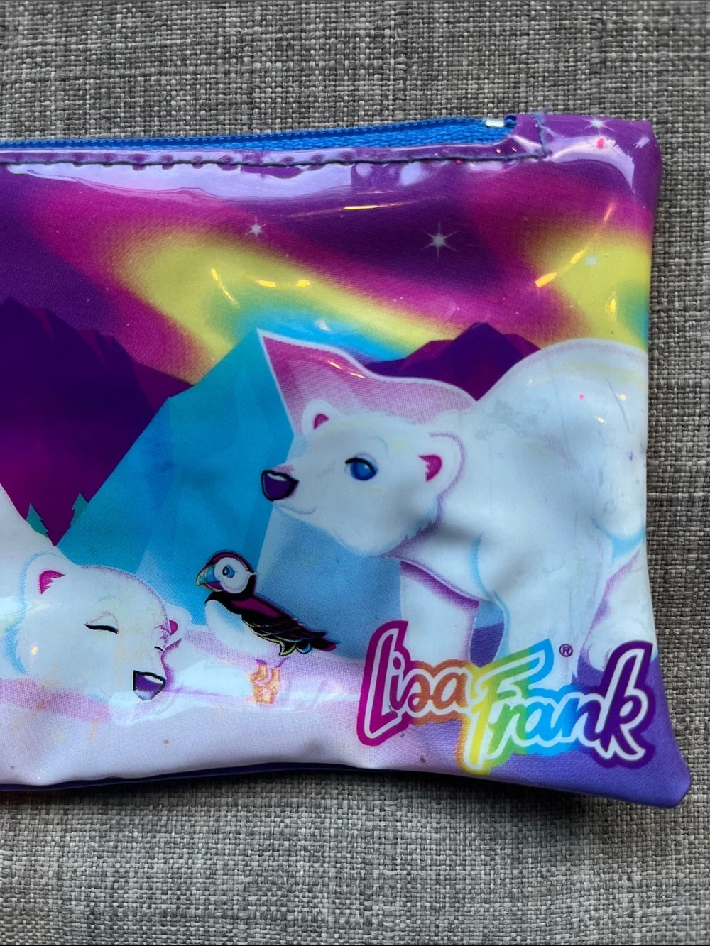 Vintage Lisa Frank Polar Bear Zippered Pouch Bag Pencil Holder